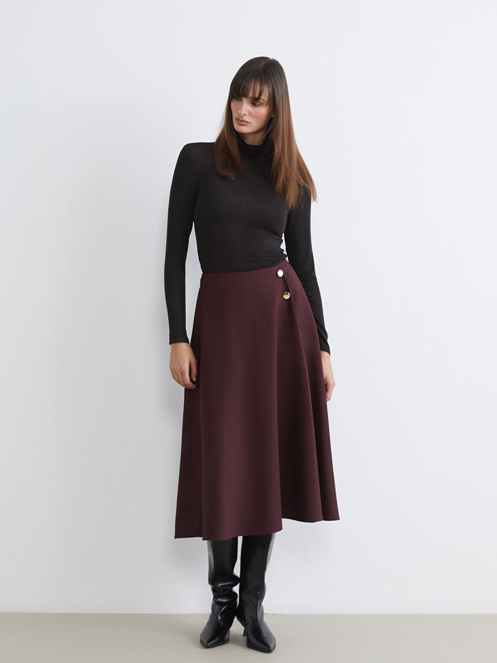 Mürdüm Beli Fermuarlı A Kesim Etek