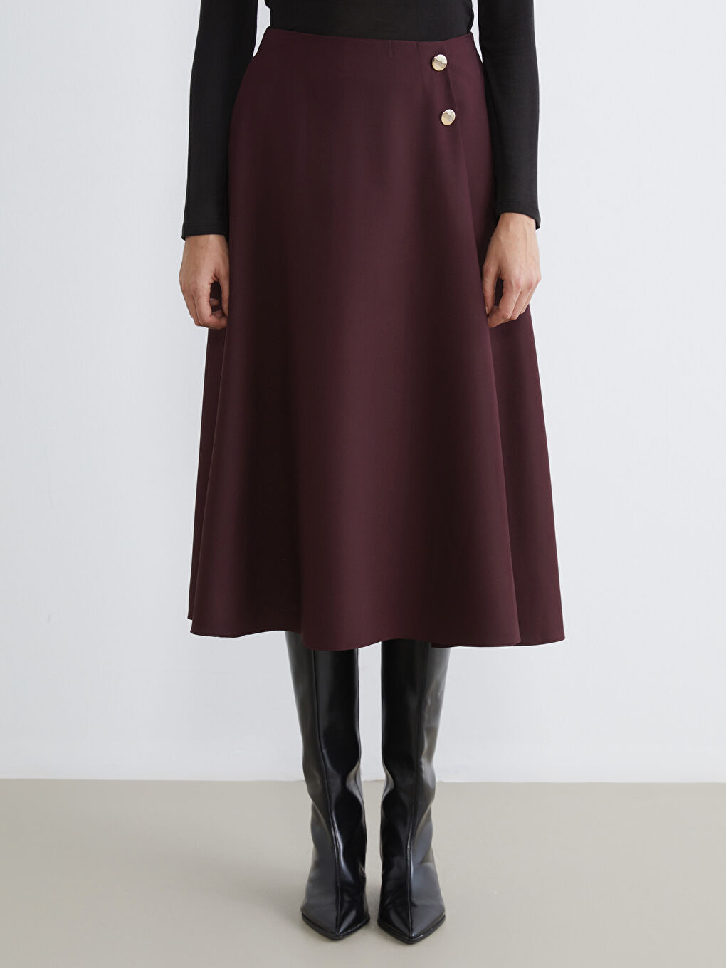 Mürdüm Beli Fermuarlı A Kesim Etek-1