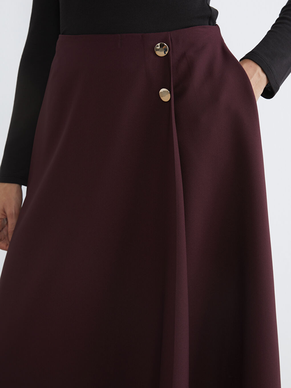 Mürdüm Beli Fermuarlı A Kesim Etek-2