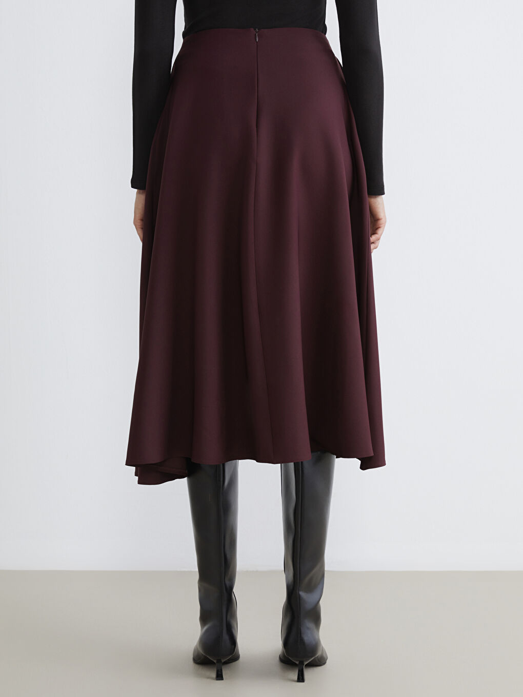 Mürdüm Beli Fermuarlı A Kesim Etek-4