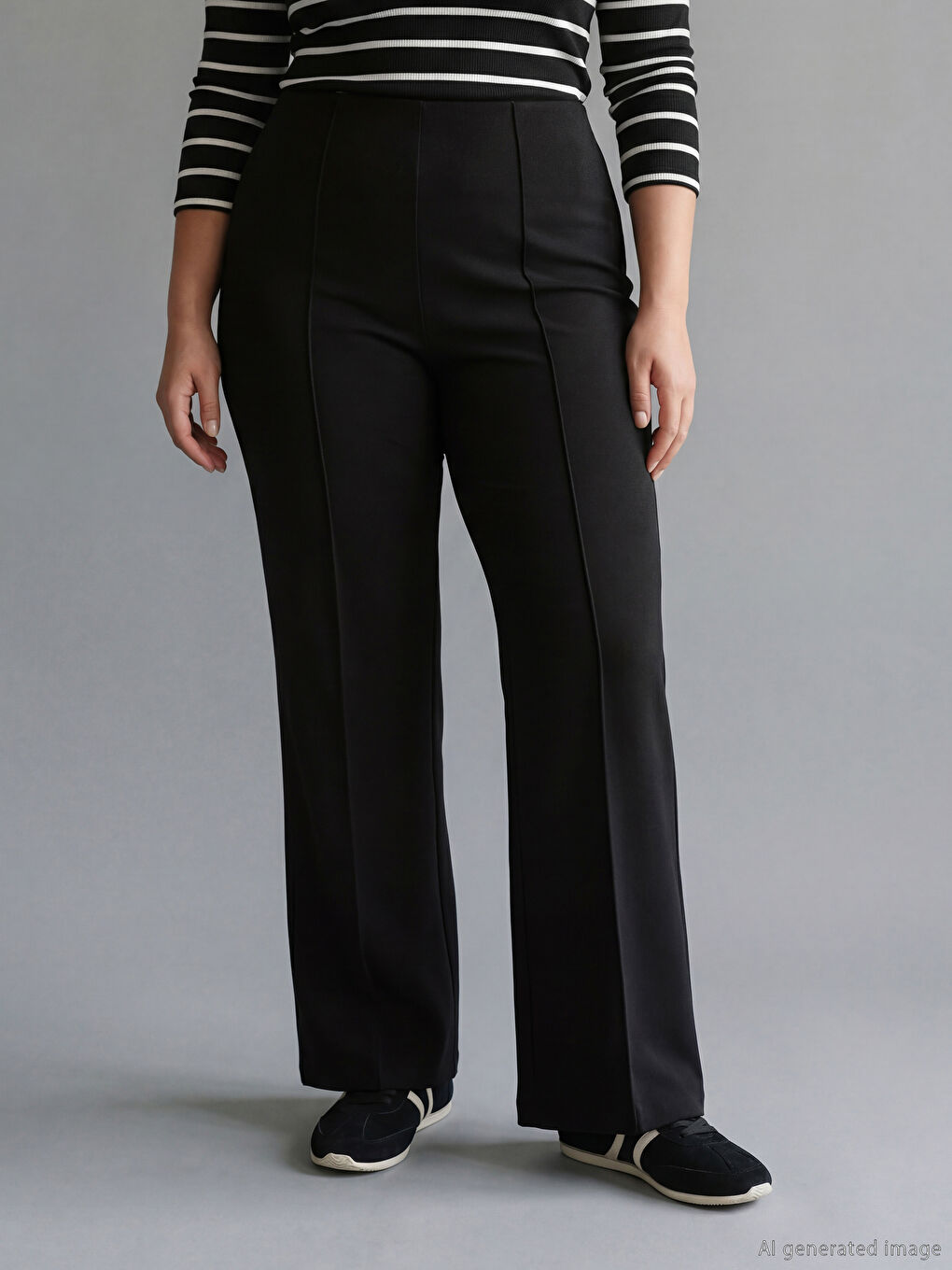 Siyah Beli Lastikli Dikiş Detaylı Kadın Eşofman Altı-1