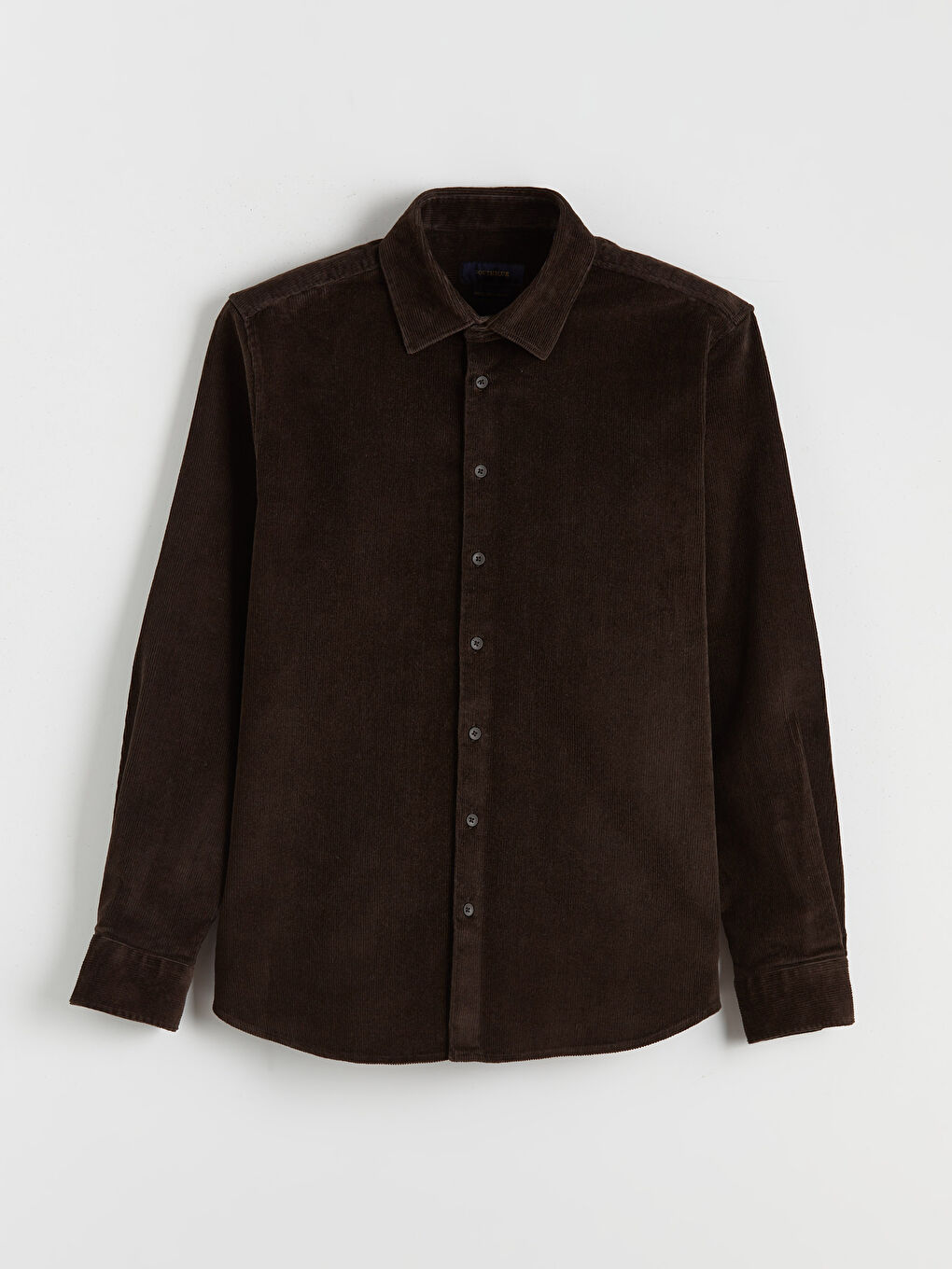 Kahverengi Regular Fit Kadife Erkek Gömlek-4