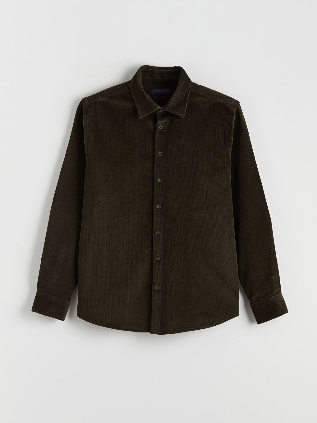 Haki Regular Fit Kadife Erkek Gömlek-4