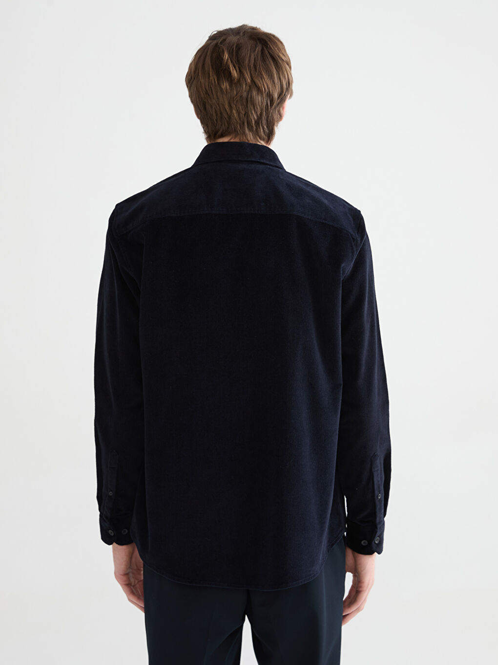 Lacivert Regular Fit Kadife Erkek Gömlek-3