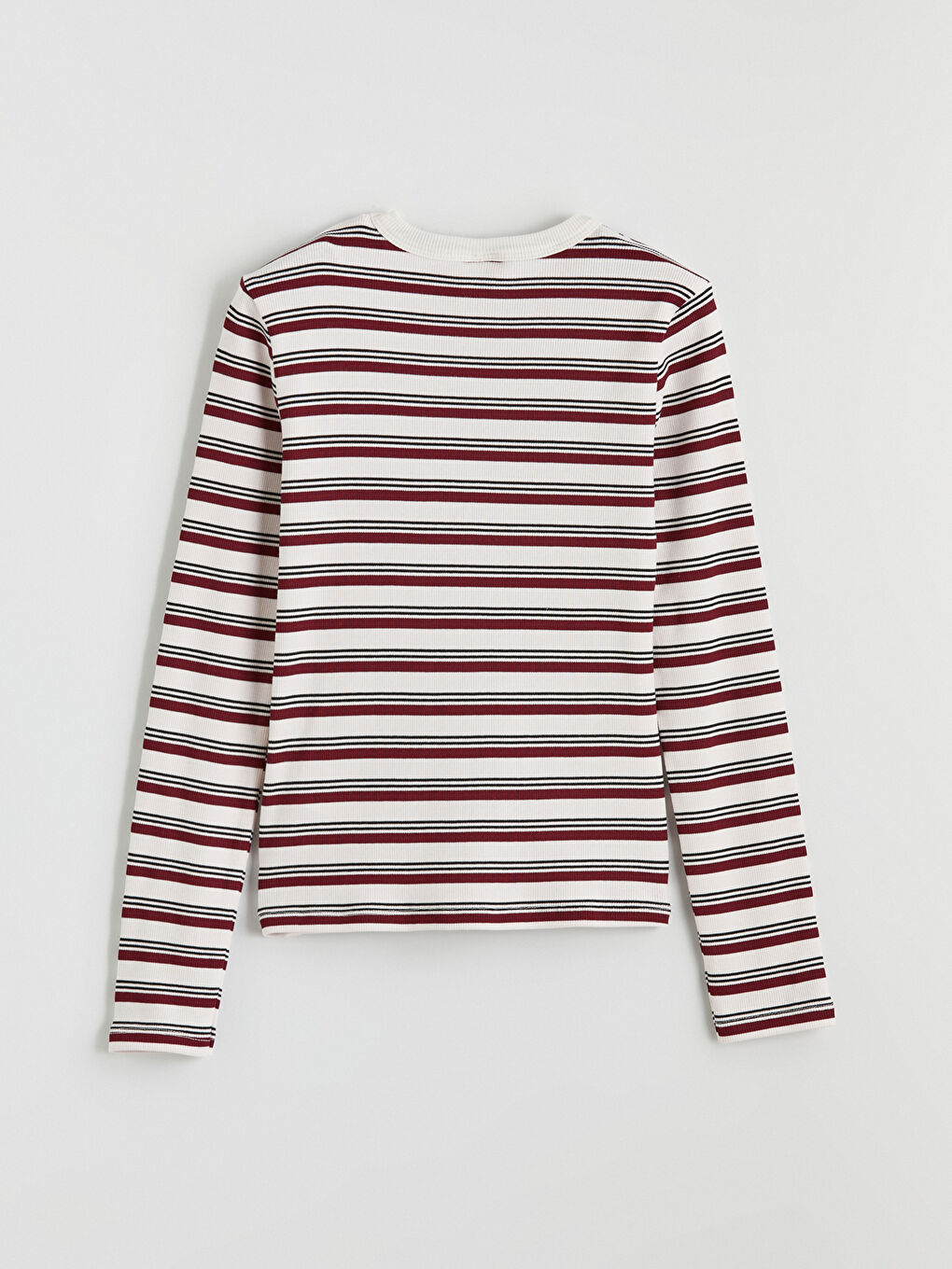 Bordo Bisiklet Yaka Çizgili Kız Çocuk Tişört-2