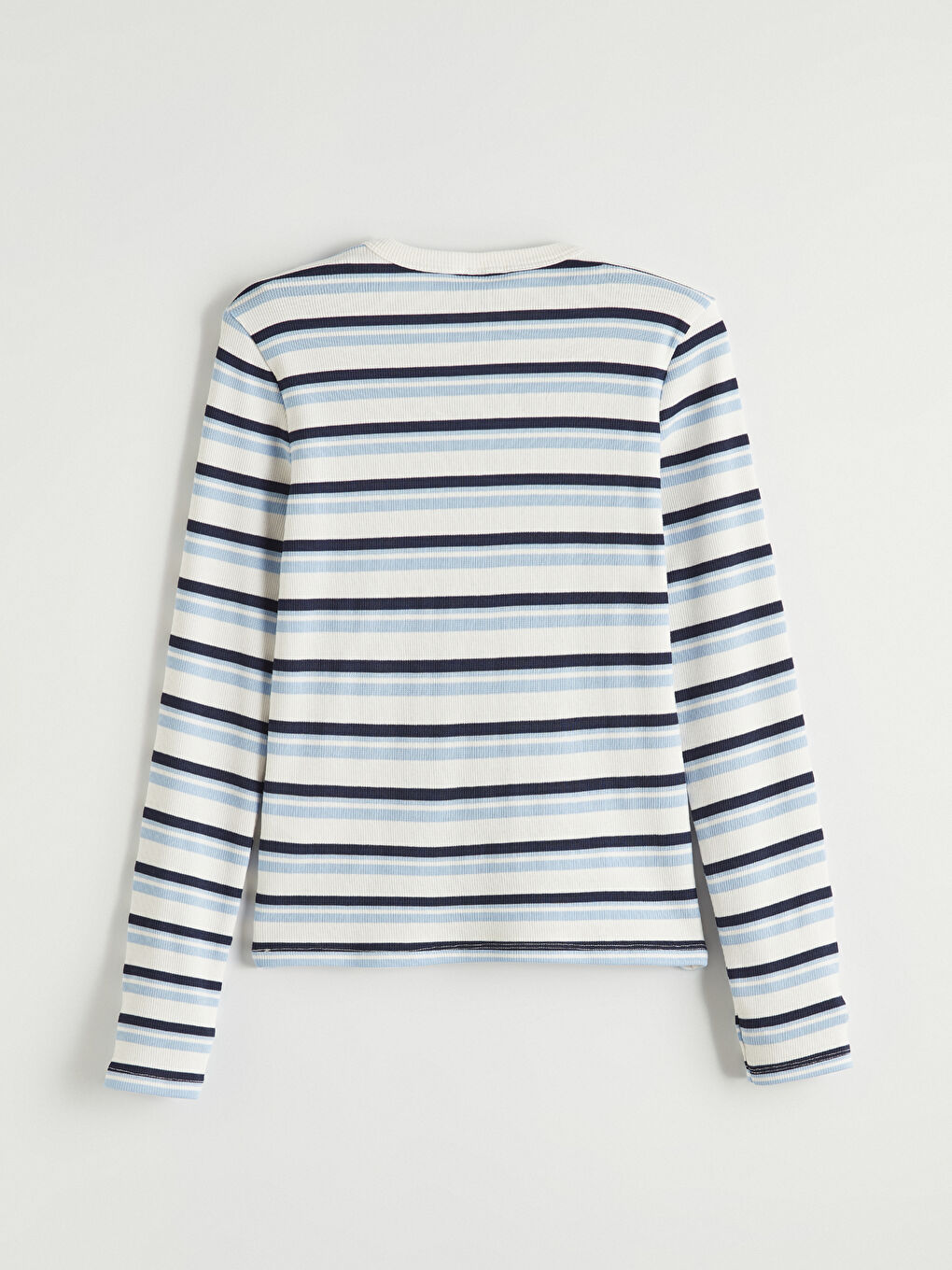 Lacivert Bisiklet Yaka Çizgili Kız Çocuk Tişört-2