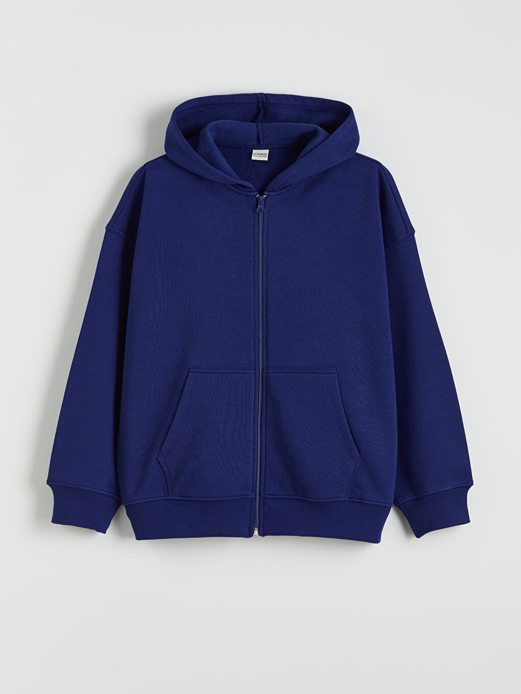 Lacivert Kapüşonlu Kız Çocuk Kalın Fermuarlı Sweatshirt