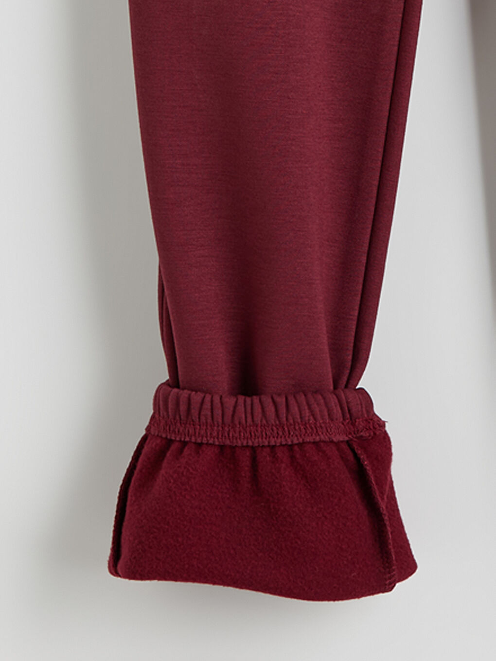 Bordo Beli Lastikli Kız Çocuk Jogger Eşofman Altı-2