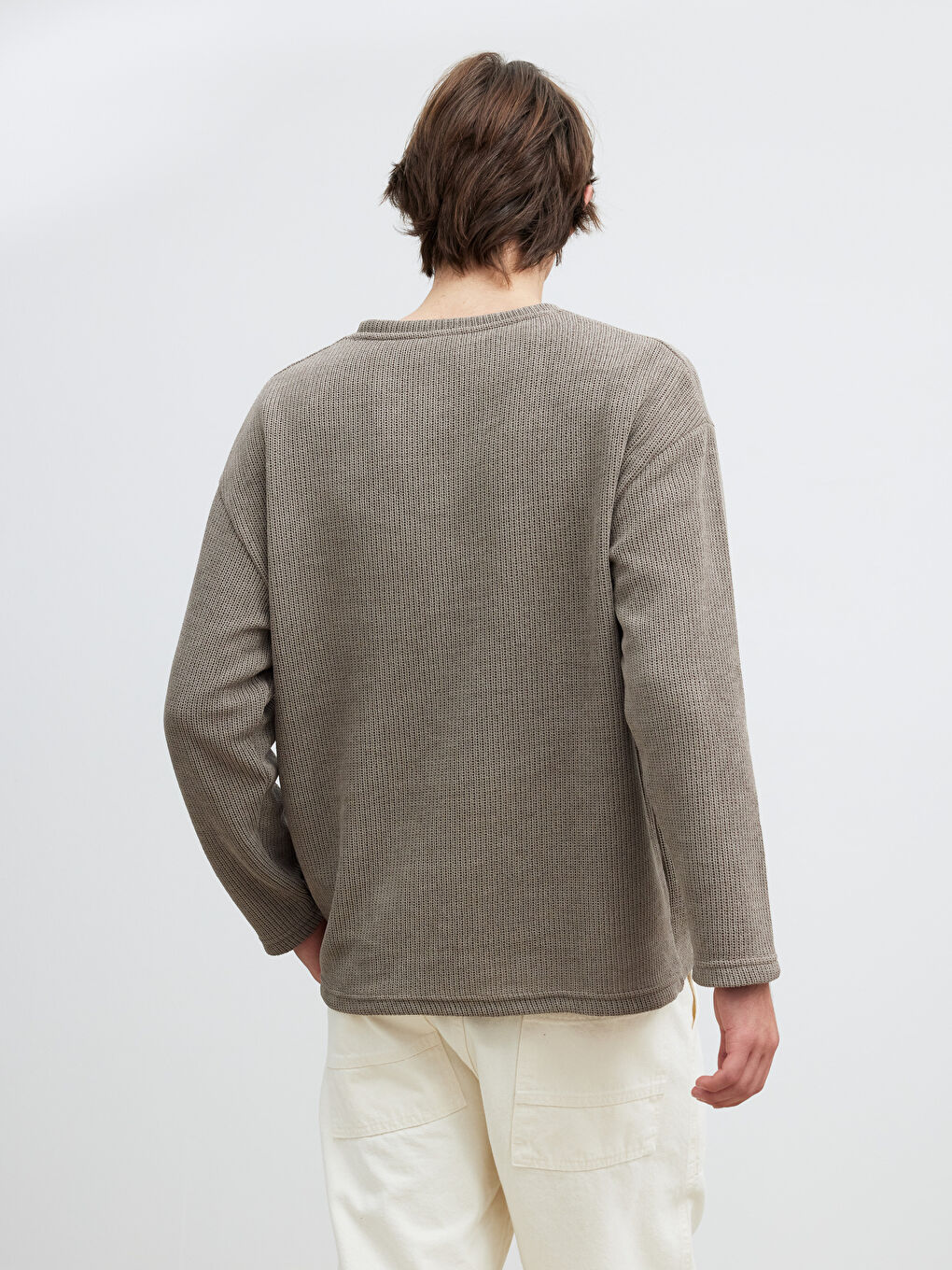 Gri Bisiklet Yaka Erkek Triko Kazak-6