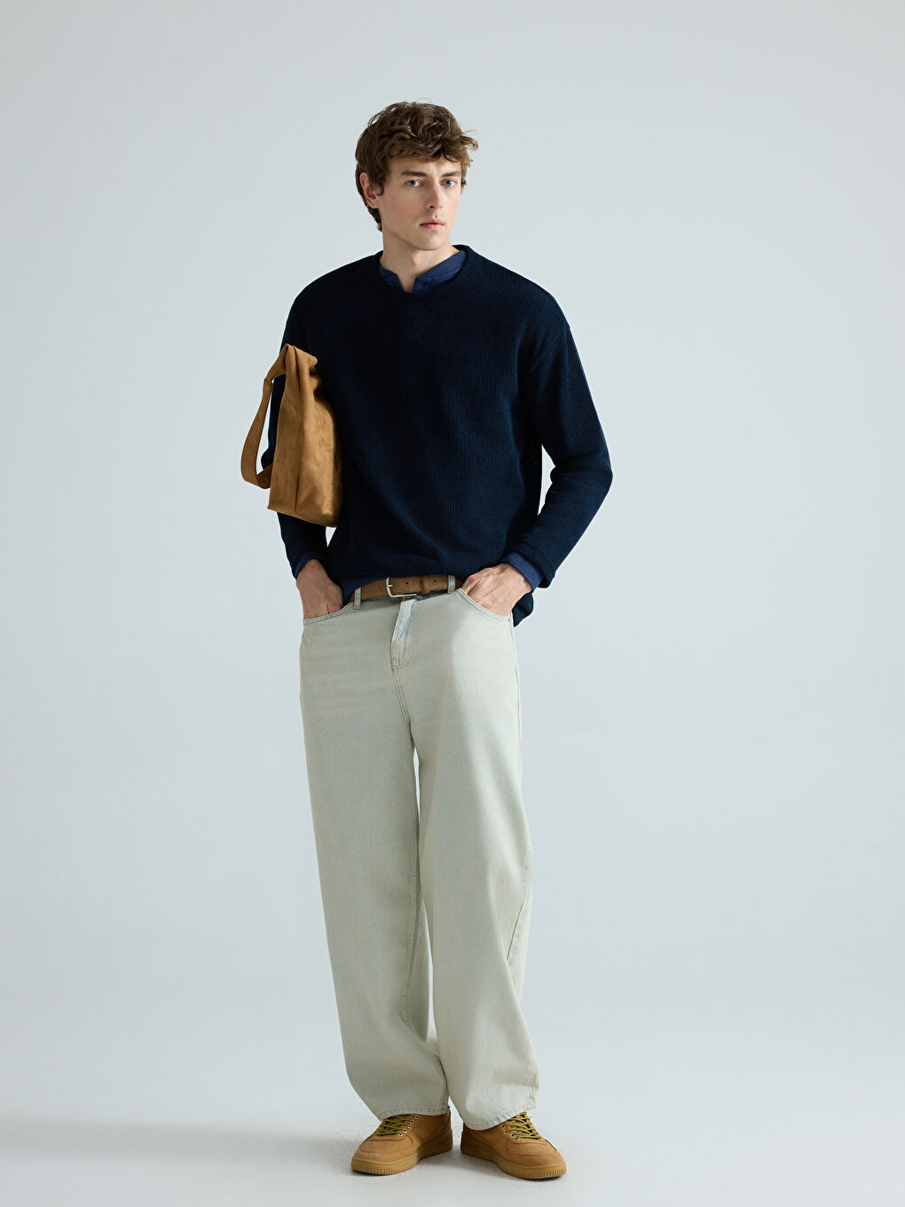 Lacivert Bisiklet Yaka Erkek Triko Kazak-1