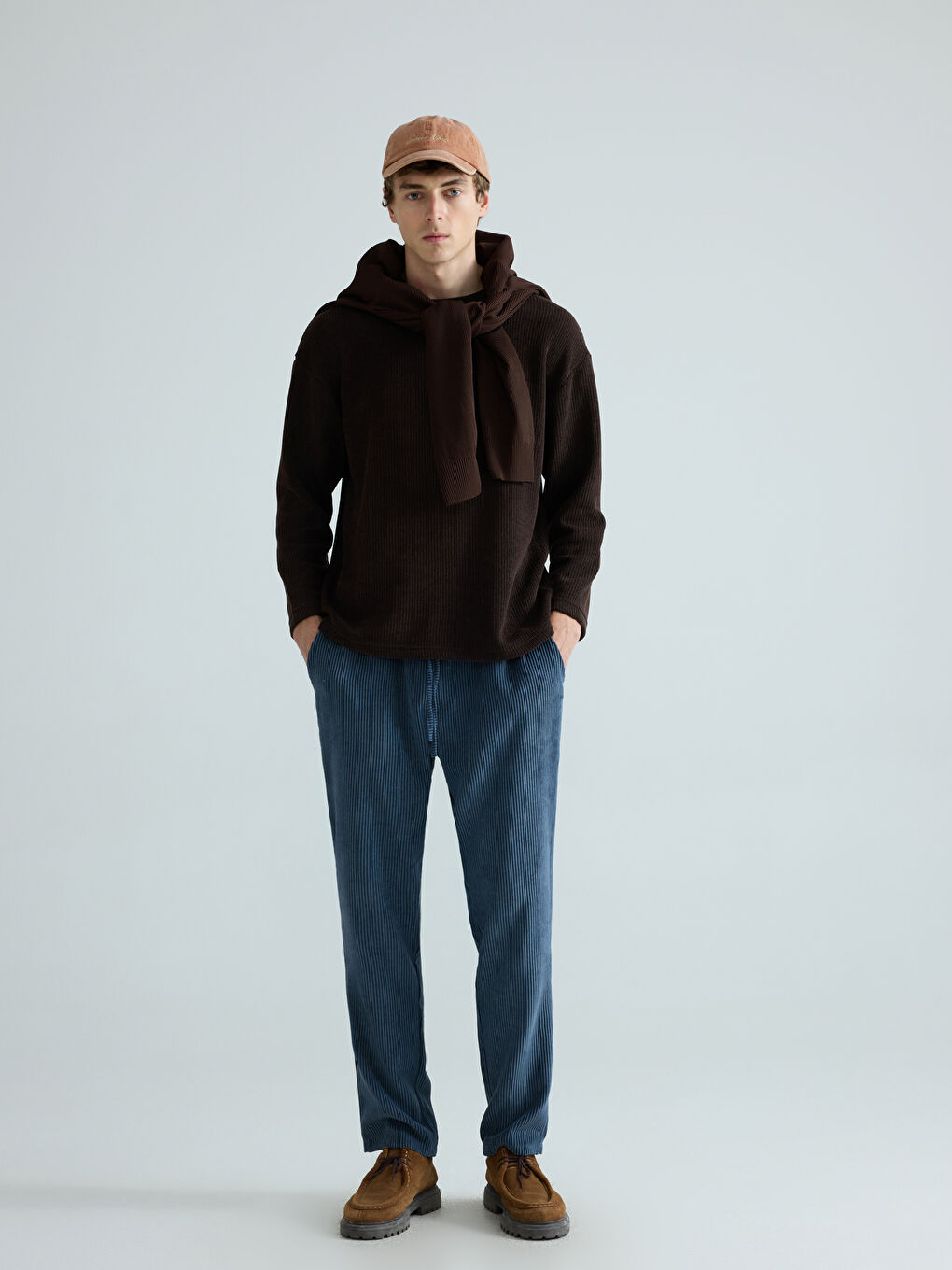 Kahverengi Bisiklet Yaka Erkek Triko Kazak-2