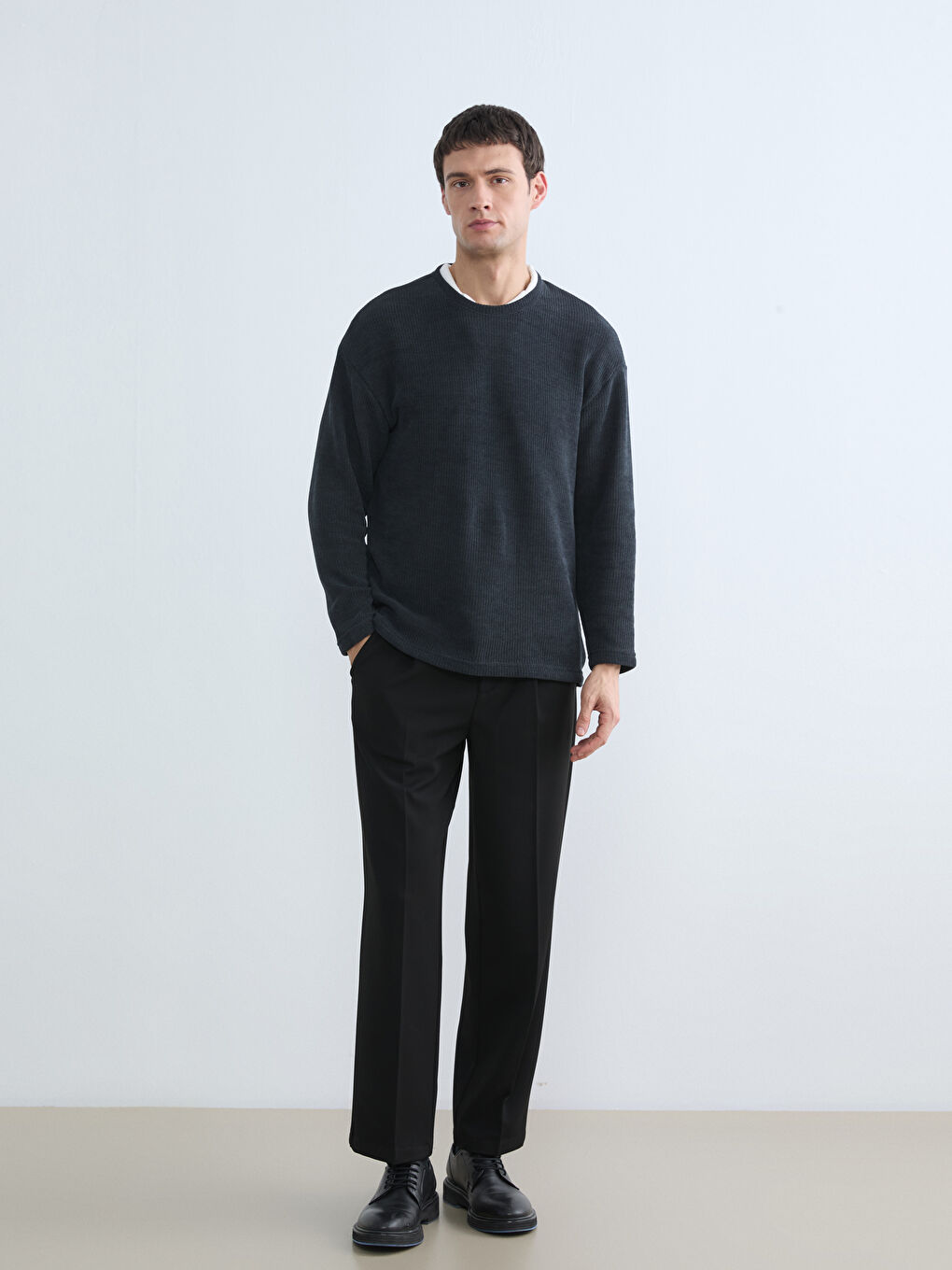 Kahverengi Bisiklet Yaka Erkek Triko Kazak-1