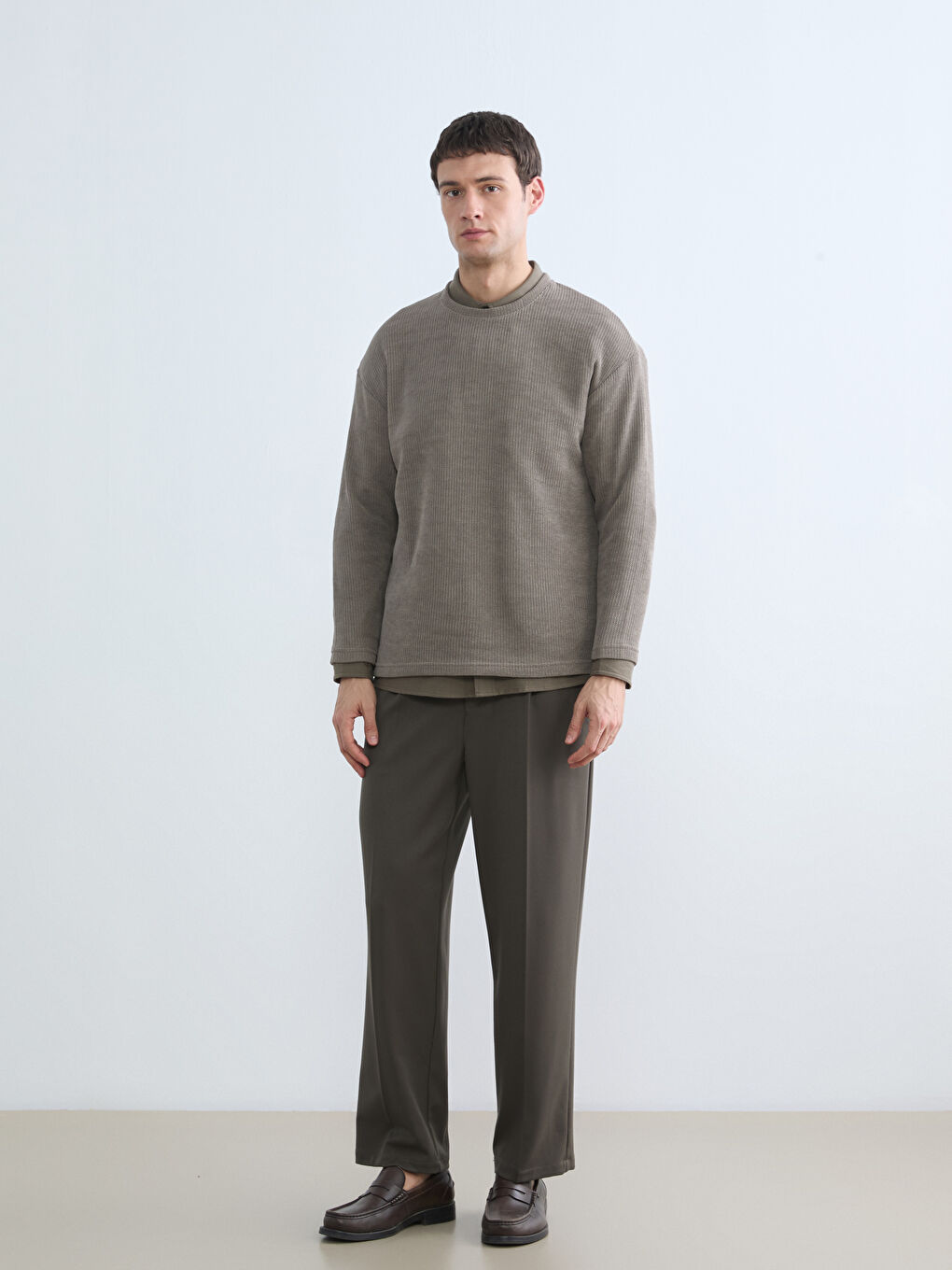 Gri Bisiklet Yaka Erkek Triko Kazak-1