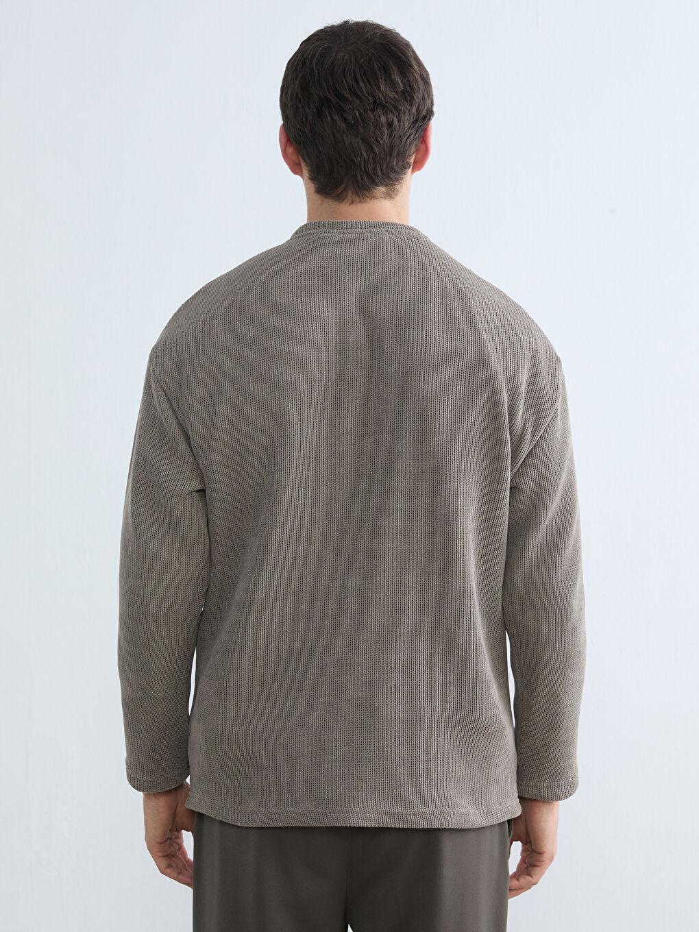 Gri Bisiklet Yaka Erkek Triko Kazak-3