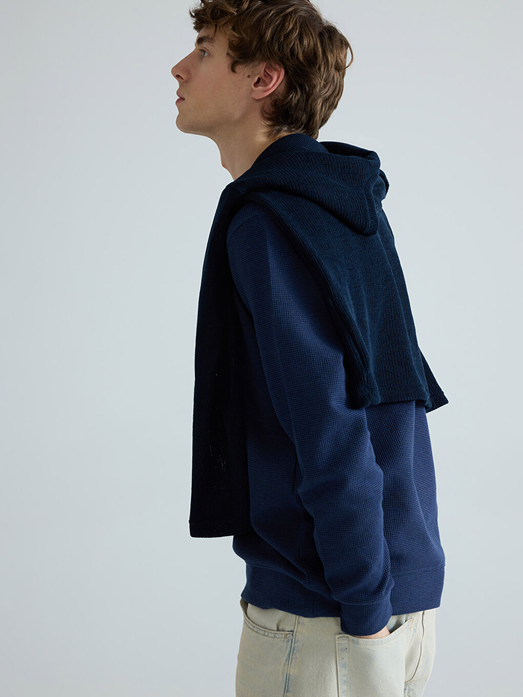 İndigo Bisiklet Yaka Erkek Sweatshirt