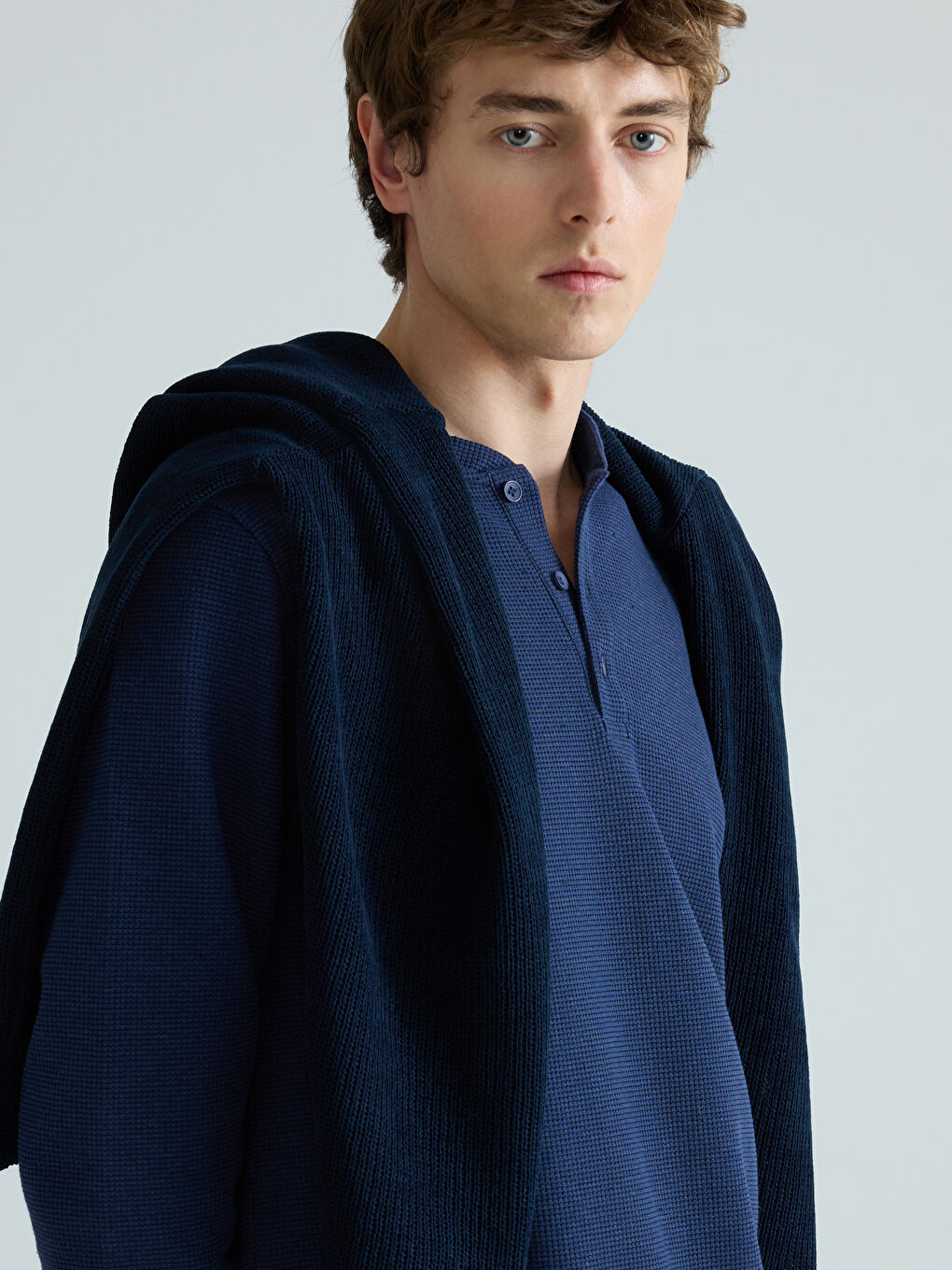 İndigo Bisiklet Yaka Erkek Sweatshirt-2