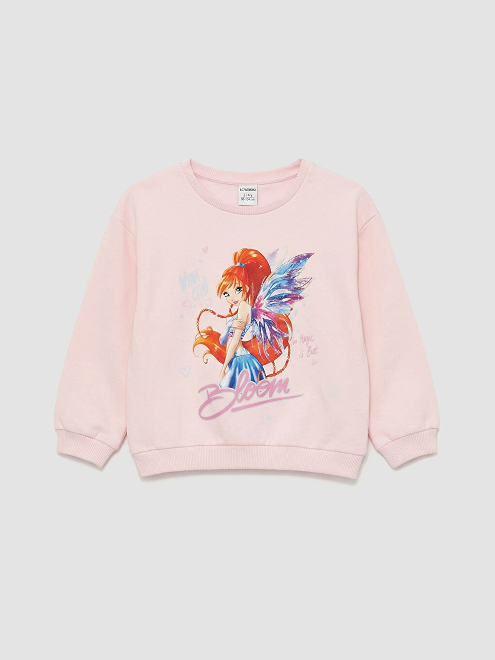 Pembe Winx Club Baskılı Kız Çocuk Kalın Sweatshirt