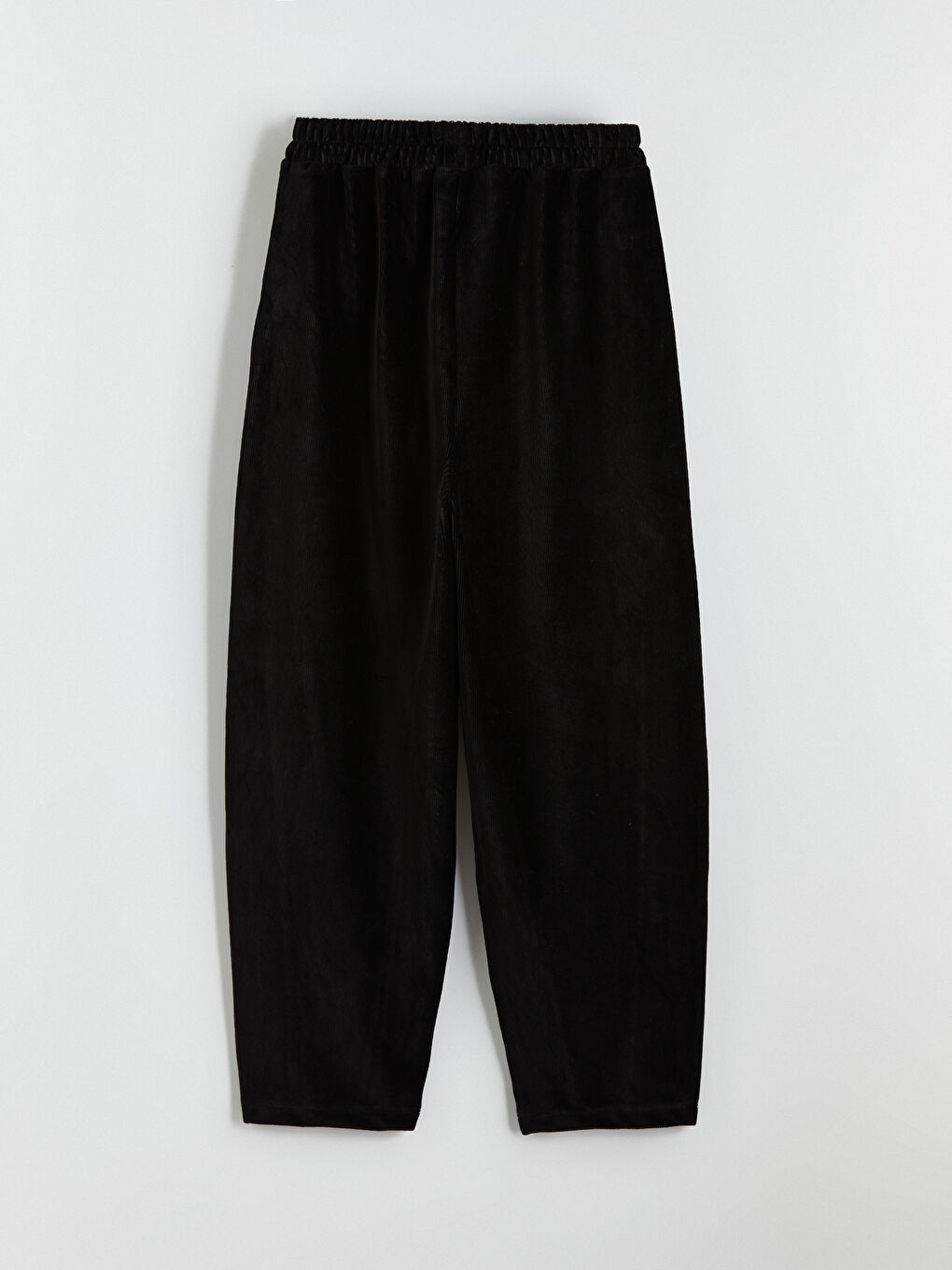 Siyah Geniş Paça Kız Çocuk Kadife Eşofman Altı-2