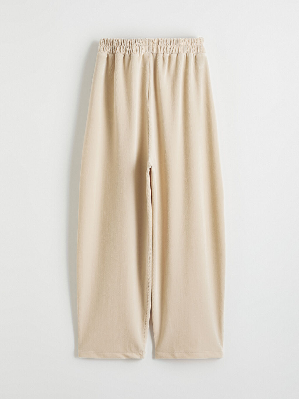 Bej Dikiş Detaylı Kız Çocuk Kadife Eşofman Altı-2