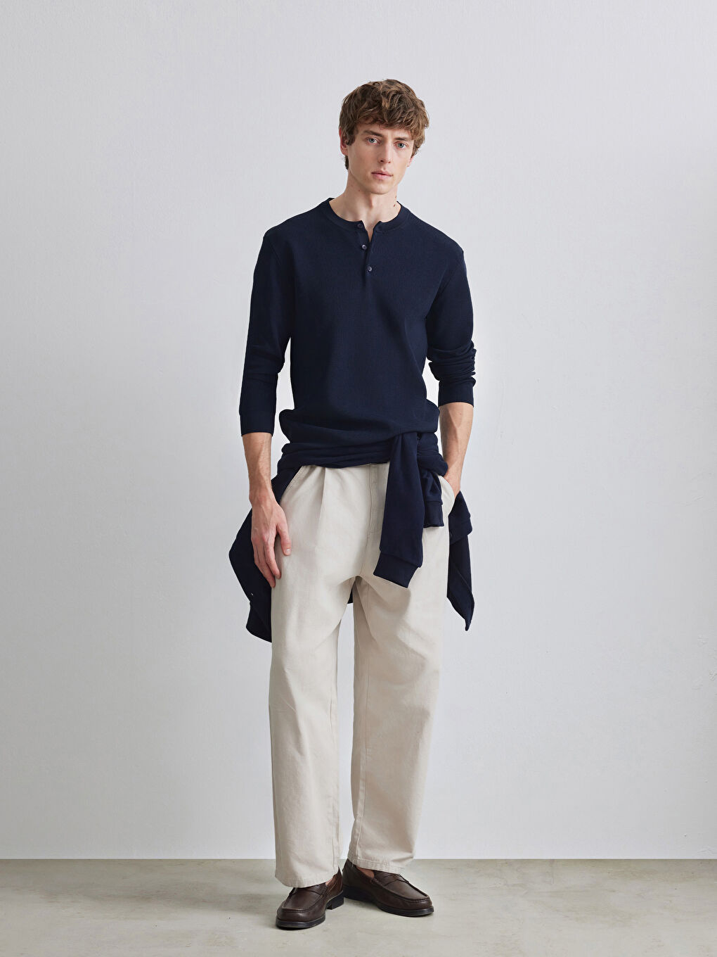 Lacivert Bisiklet Yaka Erkek Triko Kazak-1