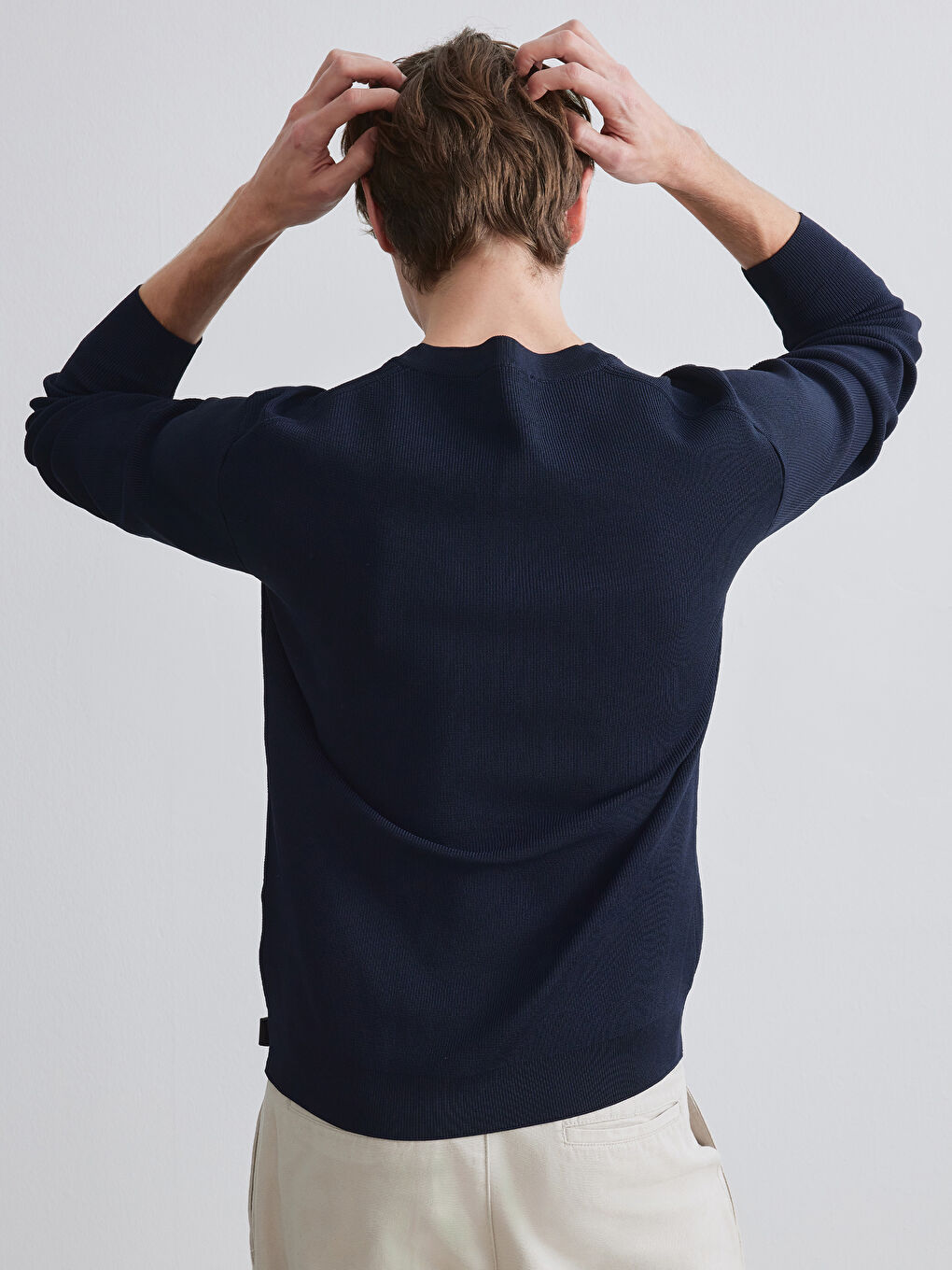 Lacivert Bisiklet Yaka Erkek Triko Kazak-3