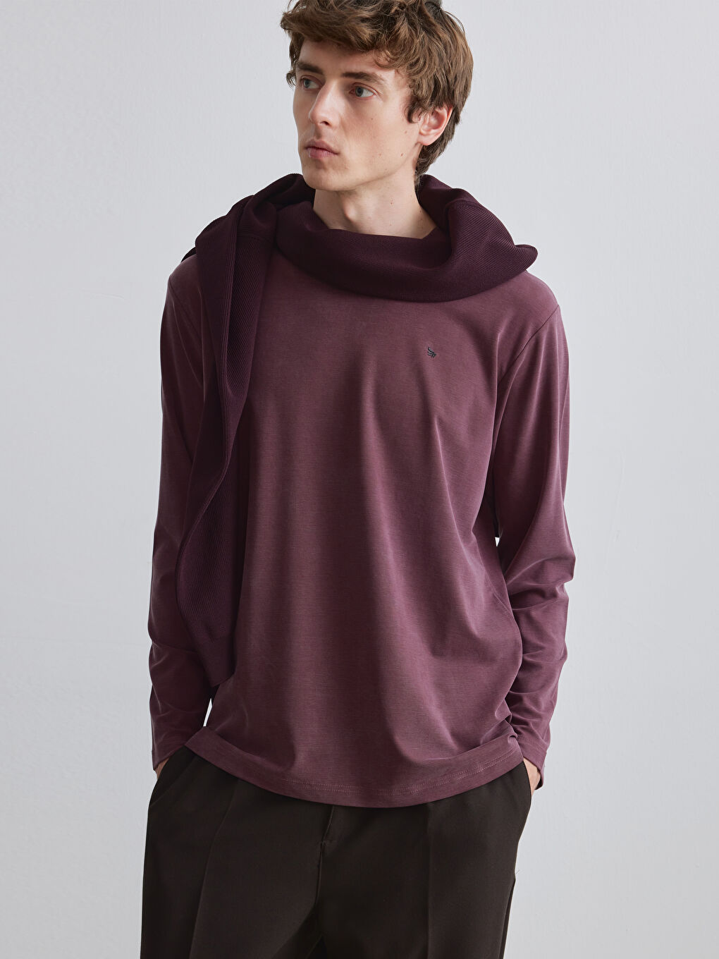 Mürdüm Bisiklet Yaka Erkek Triko Kazak