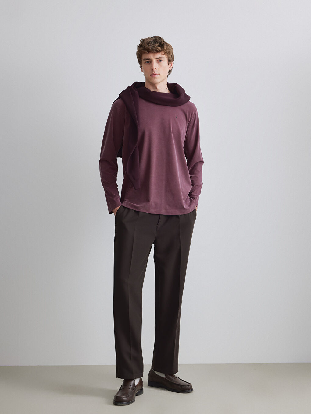 Mürdüm Bisiklet Yaka Erkek Triko Kazak-1