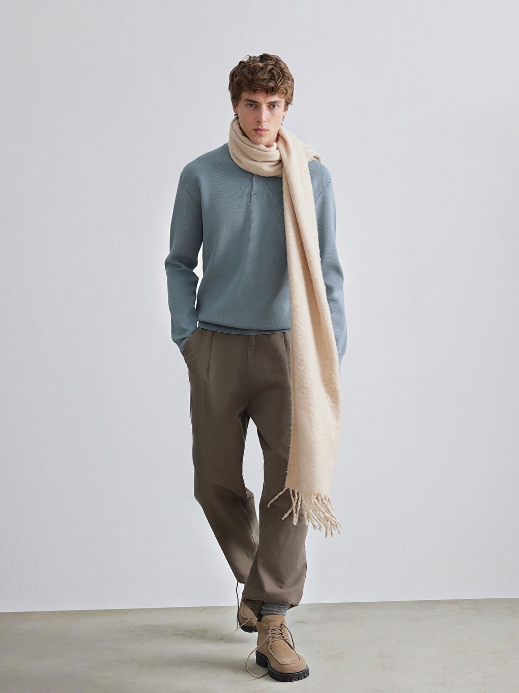 İndigo Bisiklet Yaka Erkek Triko Kazak-1