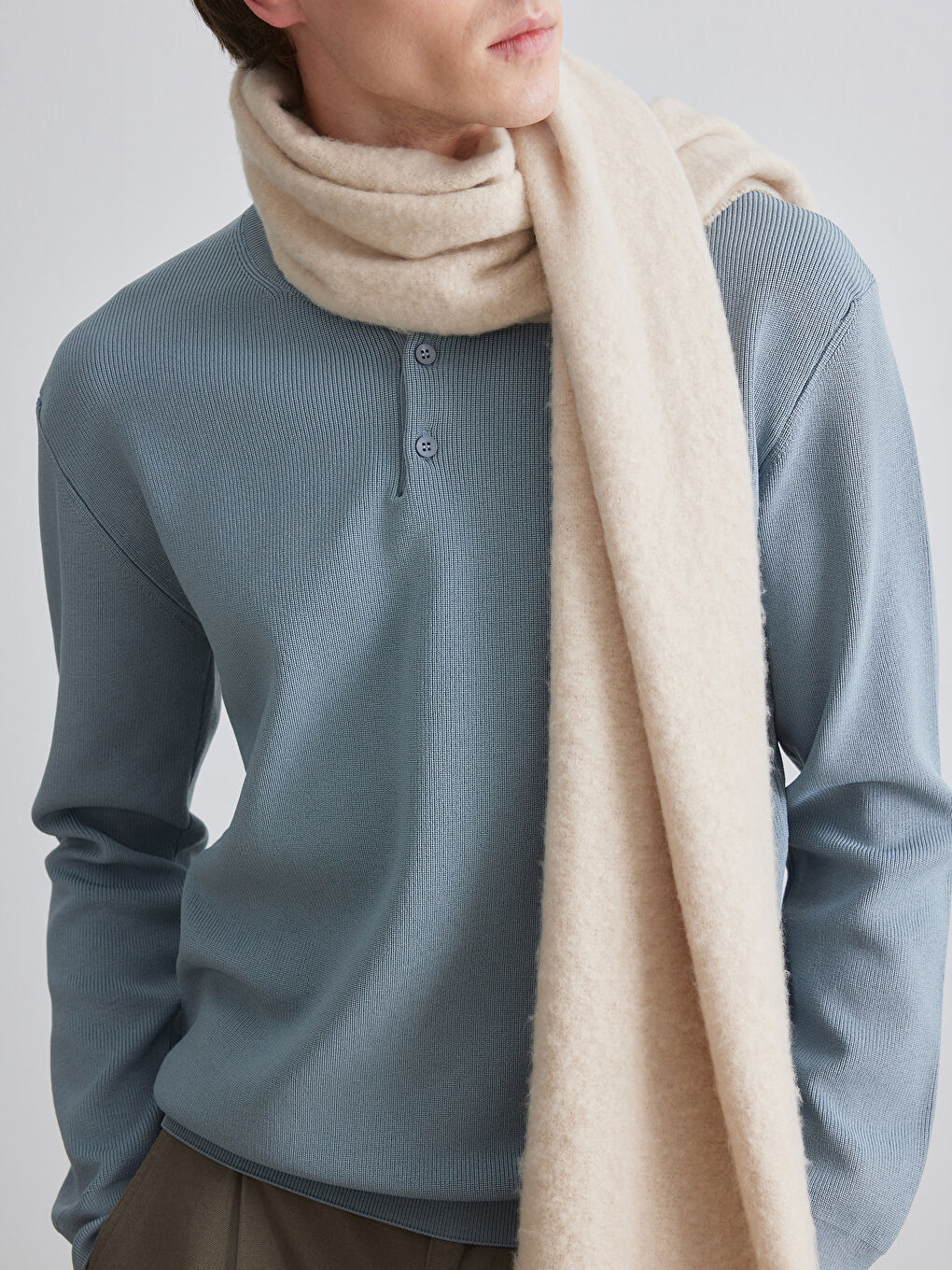 İndigo Bisiklet Yaka Erkek Triko Kazak-2