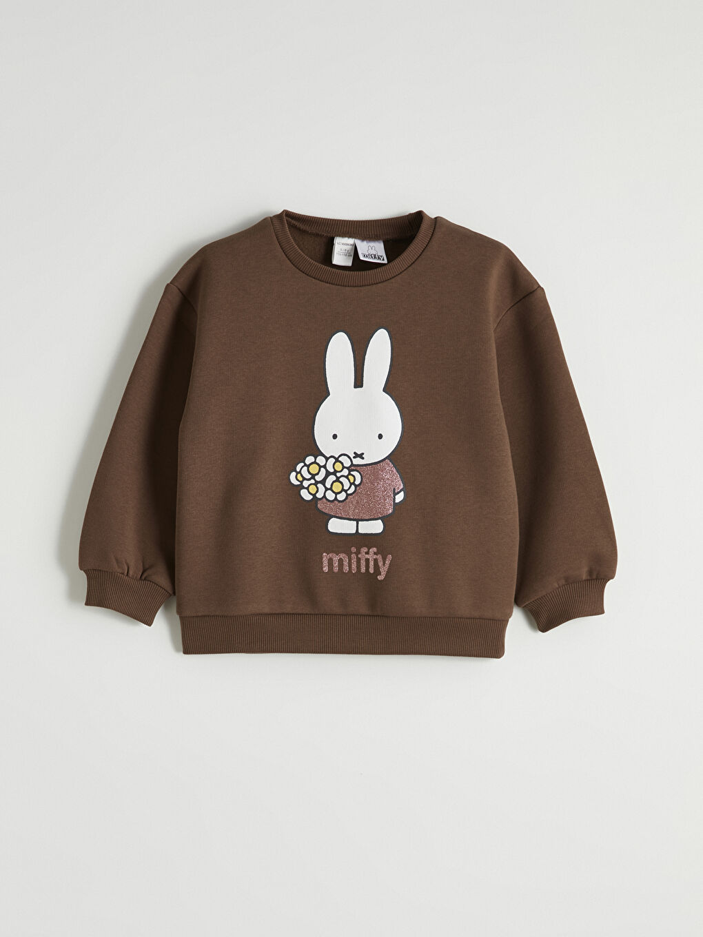 Kahverengi Miffy Baskılı Kız Çocuk Kalın Sweatshirt