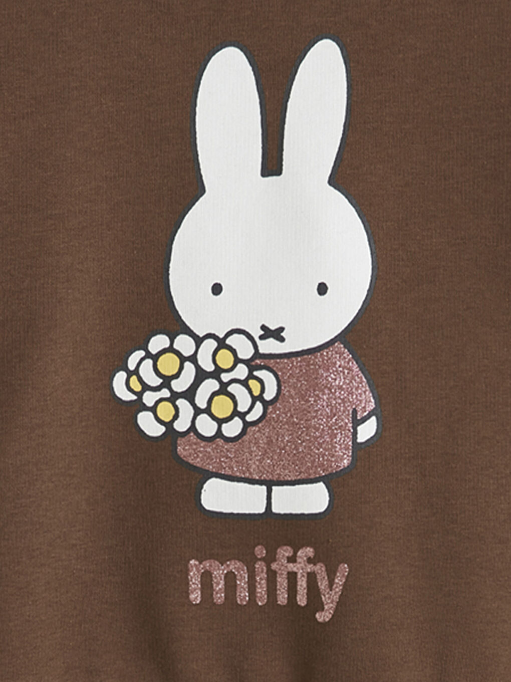 Kahverengi Miffy Baskılı Kız Çocuk Kalın Sweatshirt-1