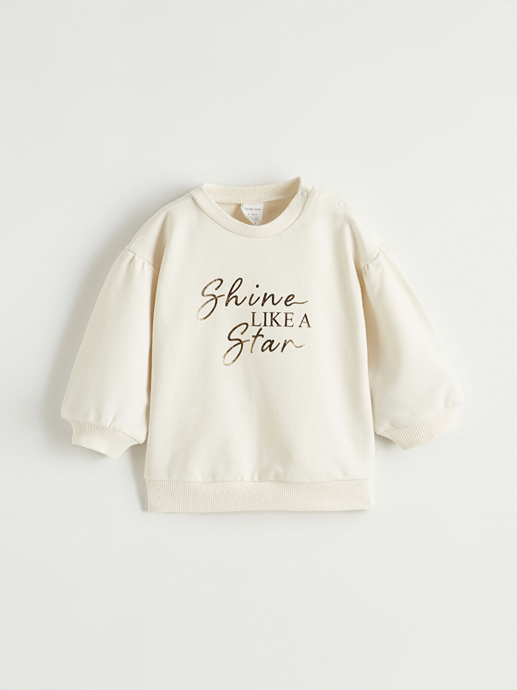 Bej Baskılız Kız Bebek Sweatshirt ve Pantolon Takım-1