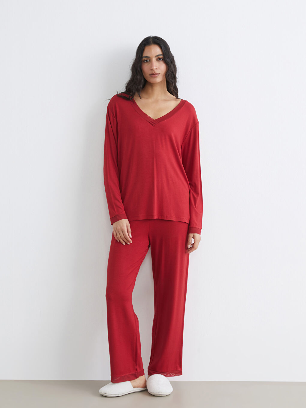 Women's V-Neck Pajama Set-1