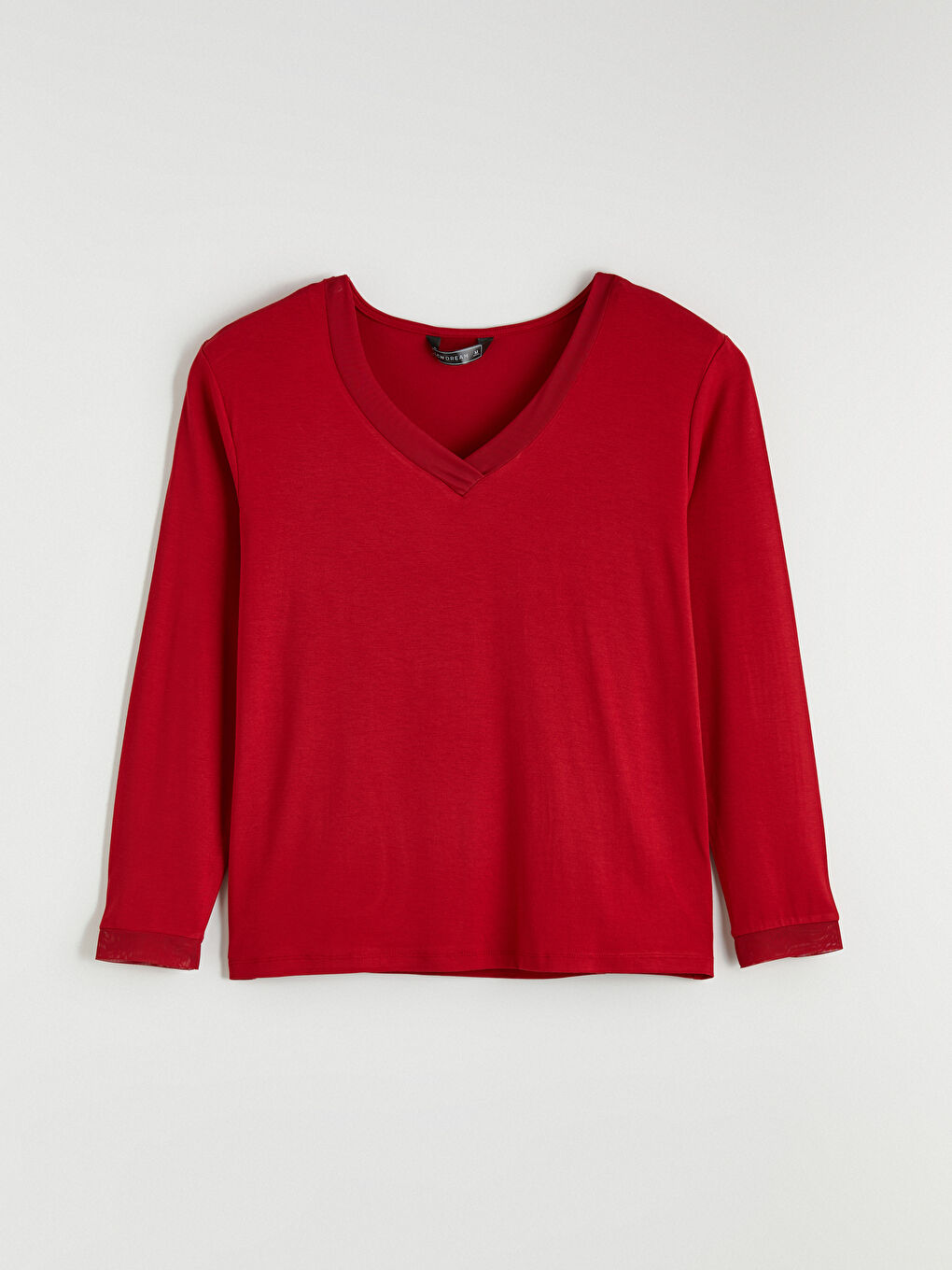 Kırmızı V Yaka Kadın Pijama Takım-1