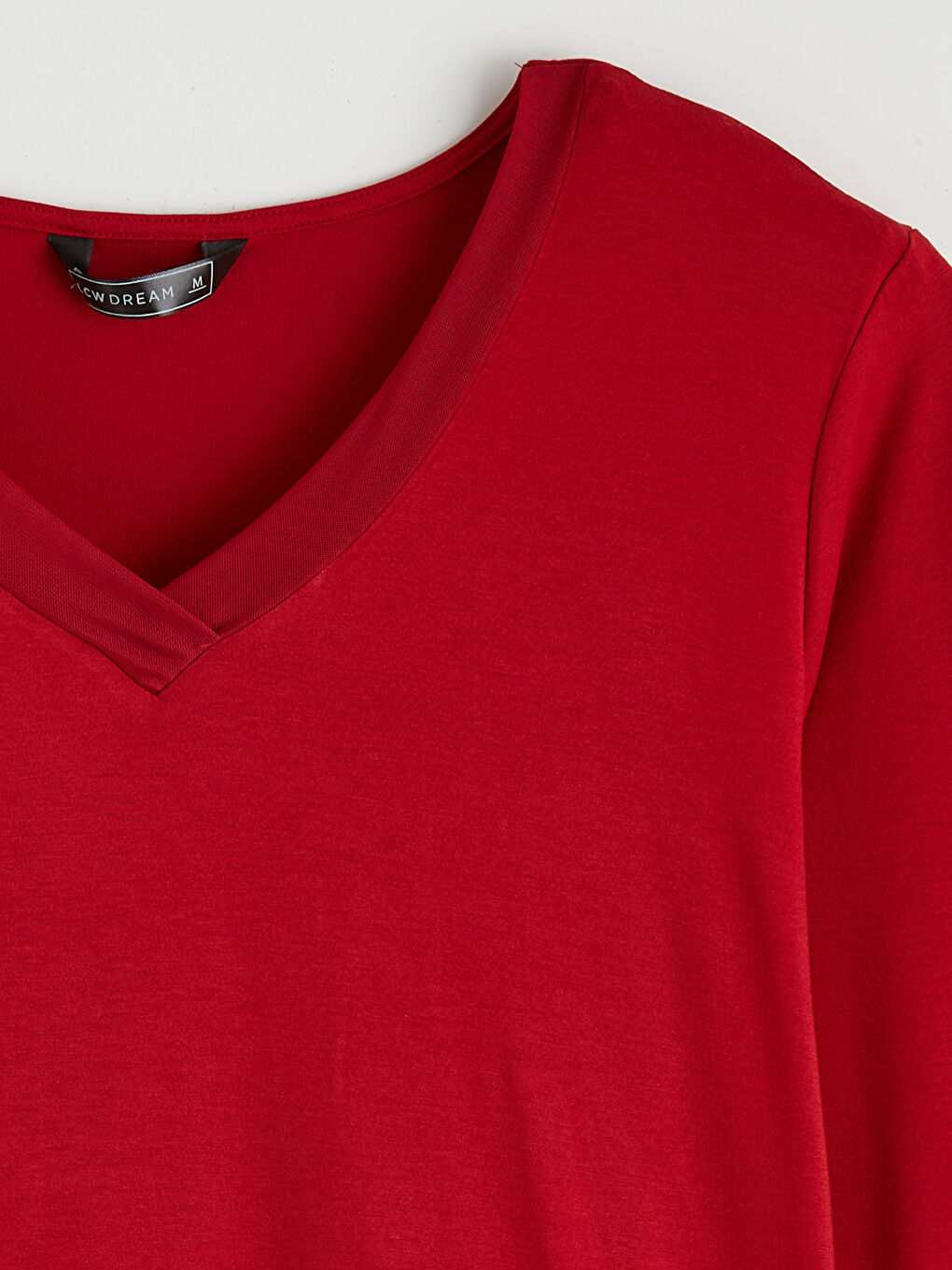 Kırmızı V Yaka Kadın Pijama Takım-2