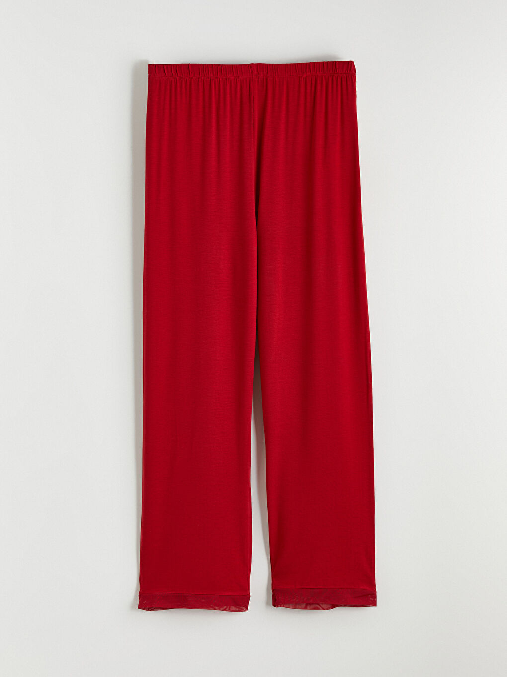 Kırmızı V Yaka Kadın Pijama Takım-3