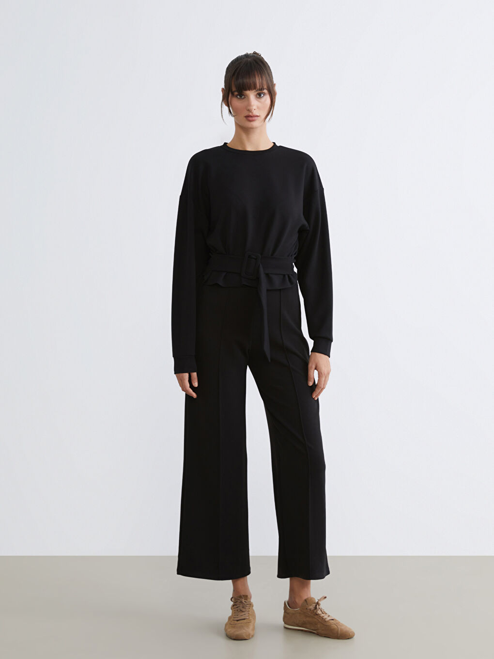 Siyah Beli Lastikli Kadın Eşofman Altı	