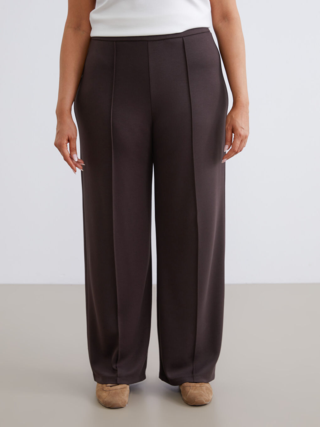 Kahverengi Beli Lastikli Kadın Eşofman Altı	-5