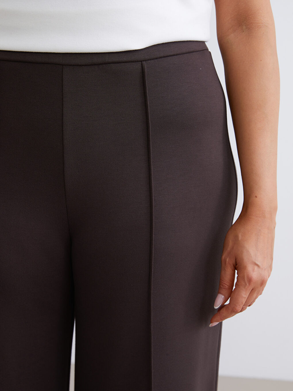 Kahverengi Beli Lastikli Kadın Eşofman Altı	-6