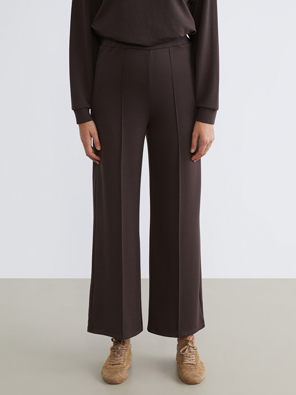 Kahverengi Beli Lastikli Kadın Eşofman Altı	-2