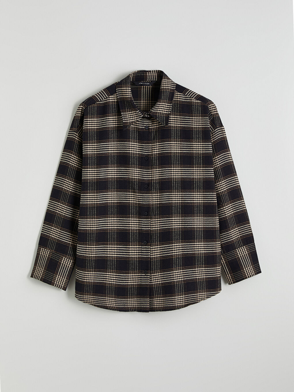 Siyah Ekose Oversize Kadın Gömlek-4