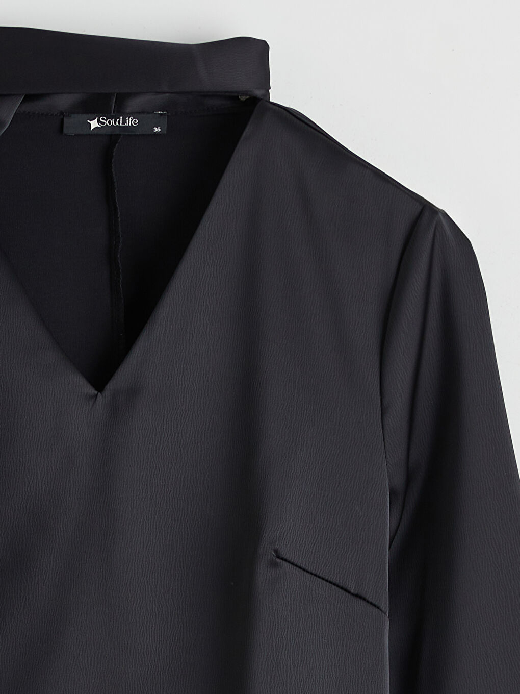 Siyah Şal Yaka Saten Mini Elbise-5