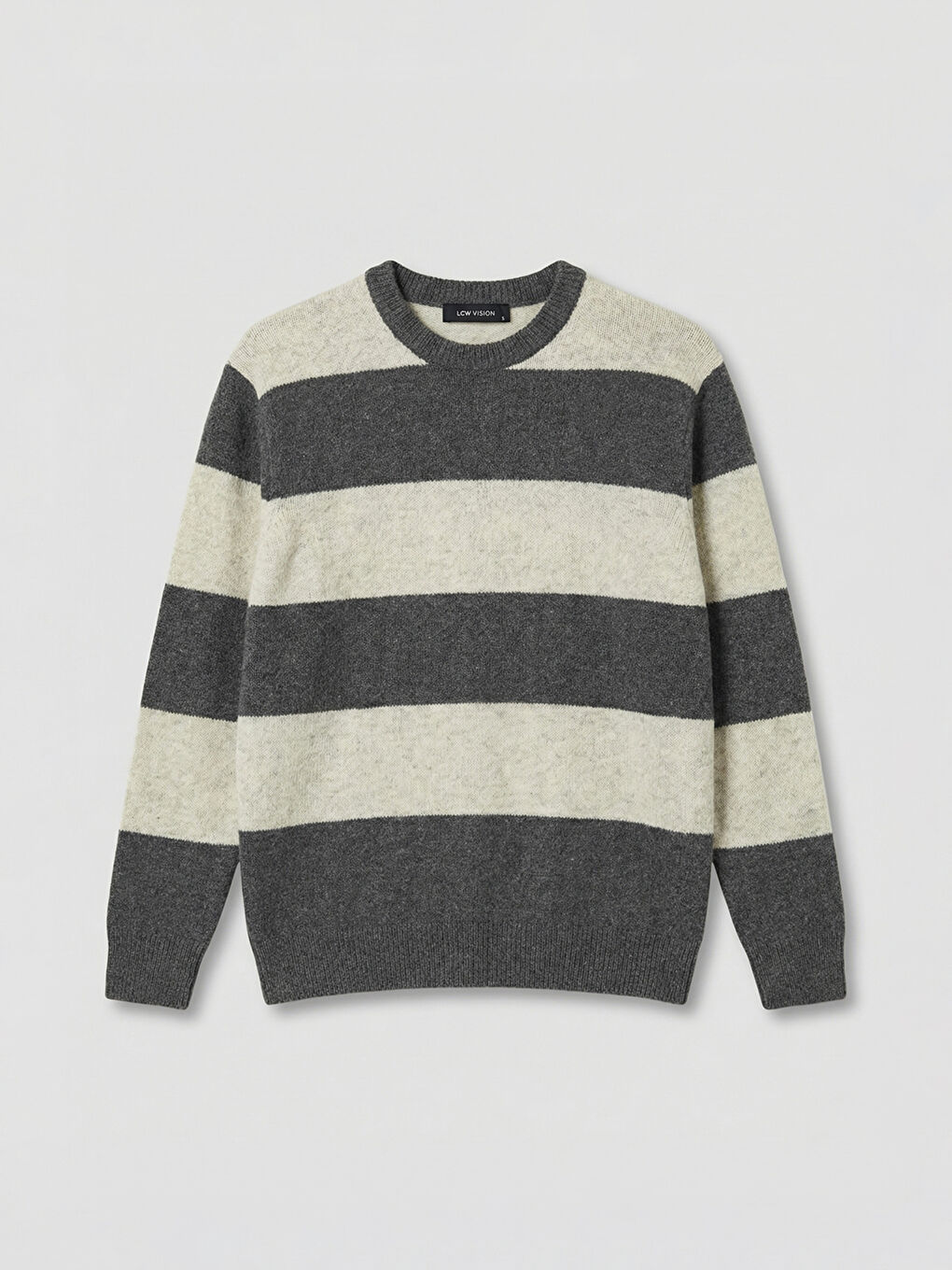 Gri Bisiklet Yaka Çizgili Erkek Triko Kazak