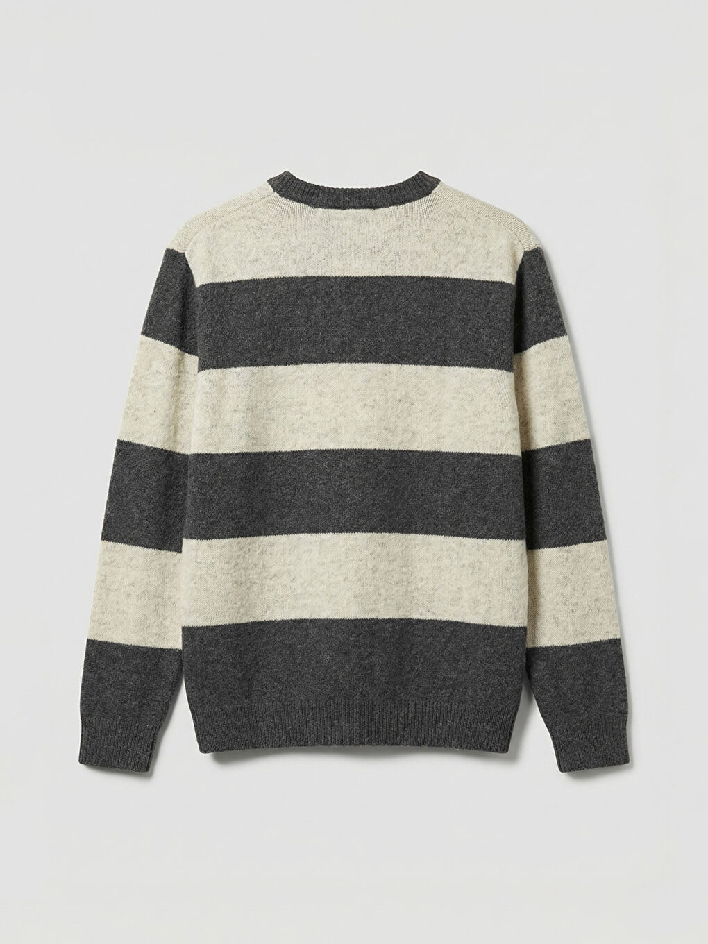 Gri Bisiklet Yaka Çizgili Erkek Triko Kazak-1