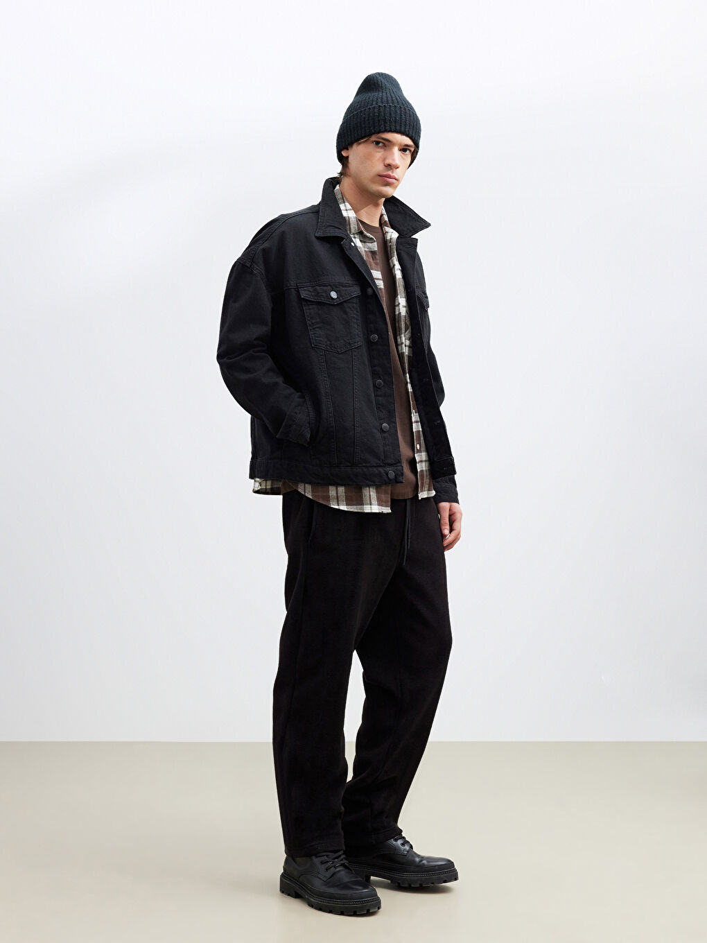 Siyah Standart Kalıp Polar Erkek Eşofman Altı