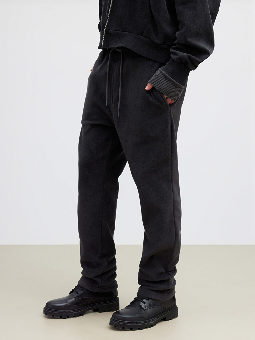 Gri Standart Kalıp Polar Erkek Eşofman Altı-1