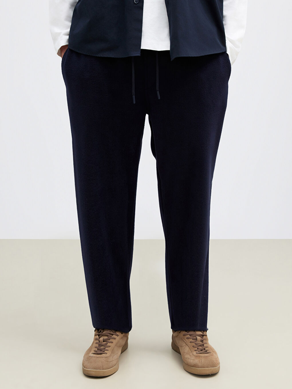 Lacivert Standart Kalıp Polar Erkek Eşofman Altı-1