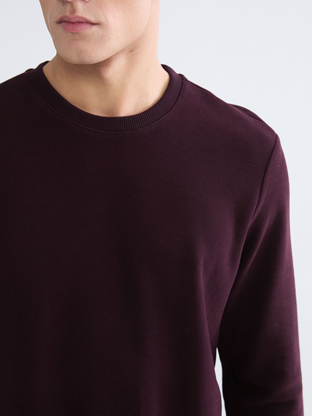 Bordo Bisiklet Yaka Erkek Sweatshirt-2