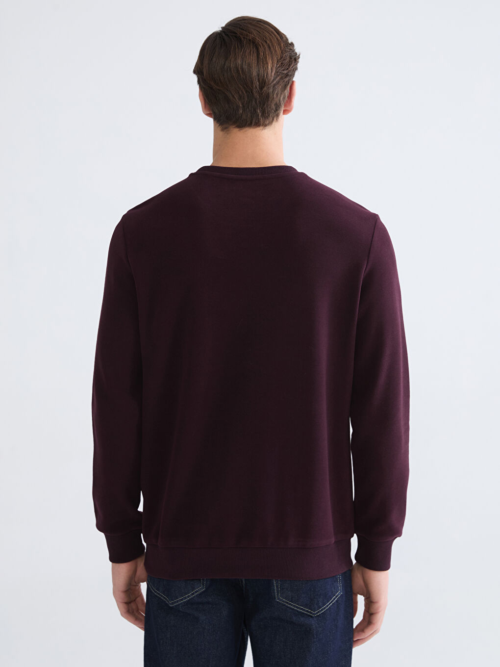 Bordo Bisiklet Yaka Erkek Sweatshirt-3