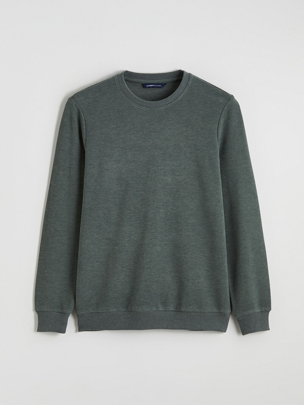 Yeşil Bisiklet Yaka Erkek Sweatshirt-4